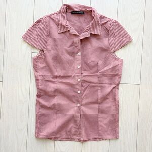 Brandy Melville pink red white gingham rue top